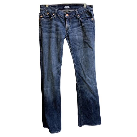 Rock & Republic Jeans Women Size 27 32x33 Blue Low Rise Wide Bottom Medium Wash - Picture 1 of 16